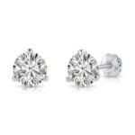 14K Solid Gold 0.60ctw 4.20mm Round Lab Grown Diamond Martini 3 Prong Stud Earrings