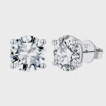 14K Solid Gold 4ctw 8.20 mm Round Lab Grown Diamond 4 Prong Push Back Martini Stud Earrings