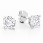 14K Solid Gold 4ctw 8.20 mm Round Lab Grown Diamond 4 Prong Push Back Martini Stud Earrings - Image 3