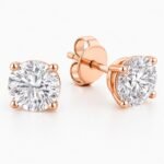 14K Solid Gold 8ctw 10.10mm Round Lab Grown Diamond 4 Prong Push Back Martini Stud Earrings - Image 3
