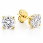 14K Solid Gold 8ctw 10.10mm Round Lab Grown Diamond 4 Prong Push Back Martini Stud Earrings - Image 2