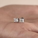 14K Solid Gold 3ctw 6.00mm Square Lab Grown Diamond 4 Prong Push Back Martini Stud Earrings - Image 3