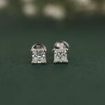 14K Solid Gold 3ctw 6.00mm Square Lab Grown Diamond 4 Prong Push Back Martini Stud Earrings - Image 2