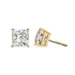 14K Solid Gold 8ctw 8.50mm Square Lab Grown Diamond 4 Prong Push Back Martini Stud Earrings