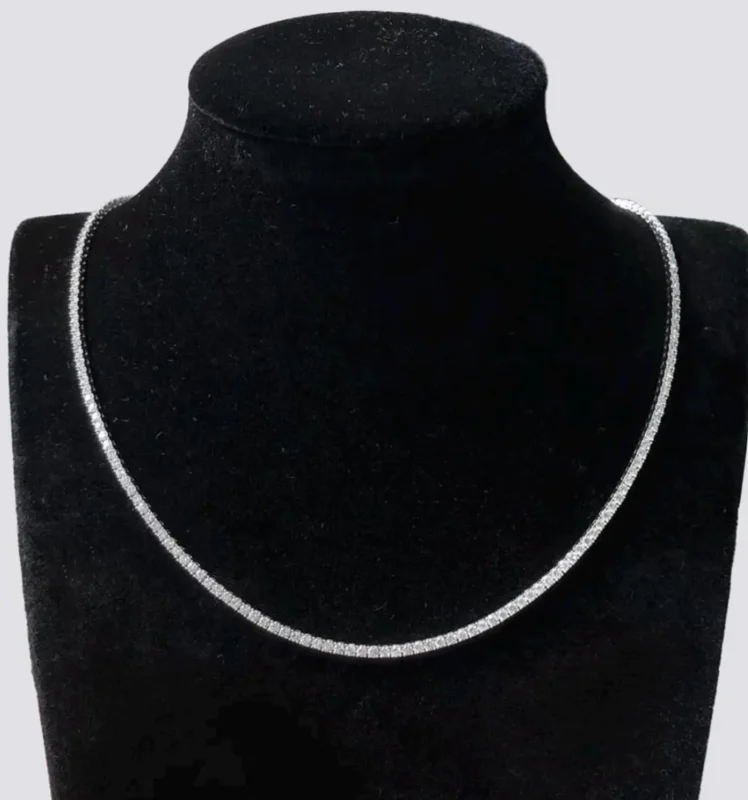 Round Lab Diamond 4 Prong Classic Tennis Necklace