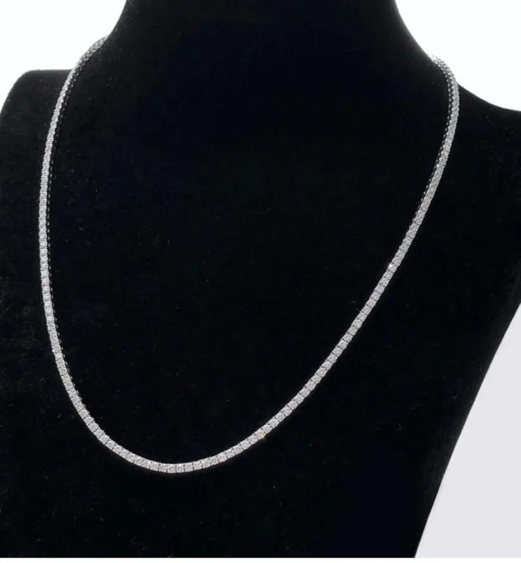 Round Lab Diamond 4 Prong Classic Tennis Necklace