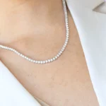 14K Gold 9.8ctw 2.75mm Round Lab Diamond 14 Inches 3 Prong Tennis Necklace - Image 5