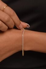 14K Solid Gold 3.65ctw 2.7mm Round Lab Grown Diamond 5.5 inches Classic 4 Prong Tennis Bracelet - Image 2