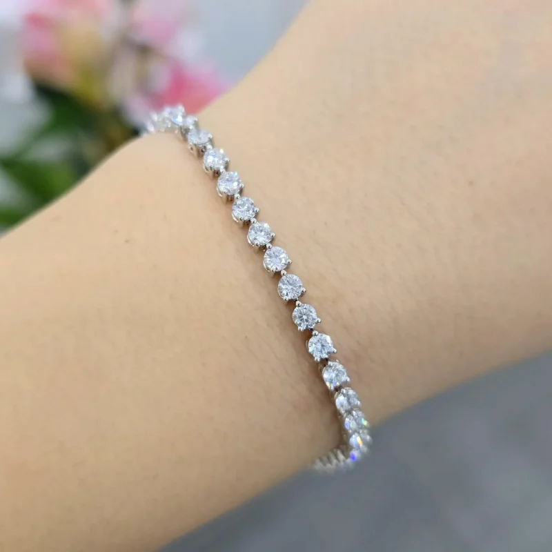 2.75mm Round Lab Diamond 3 Prong Classic Tennis Bracelet