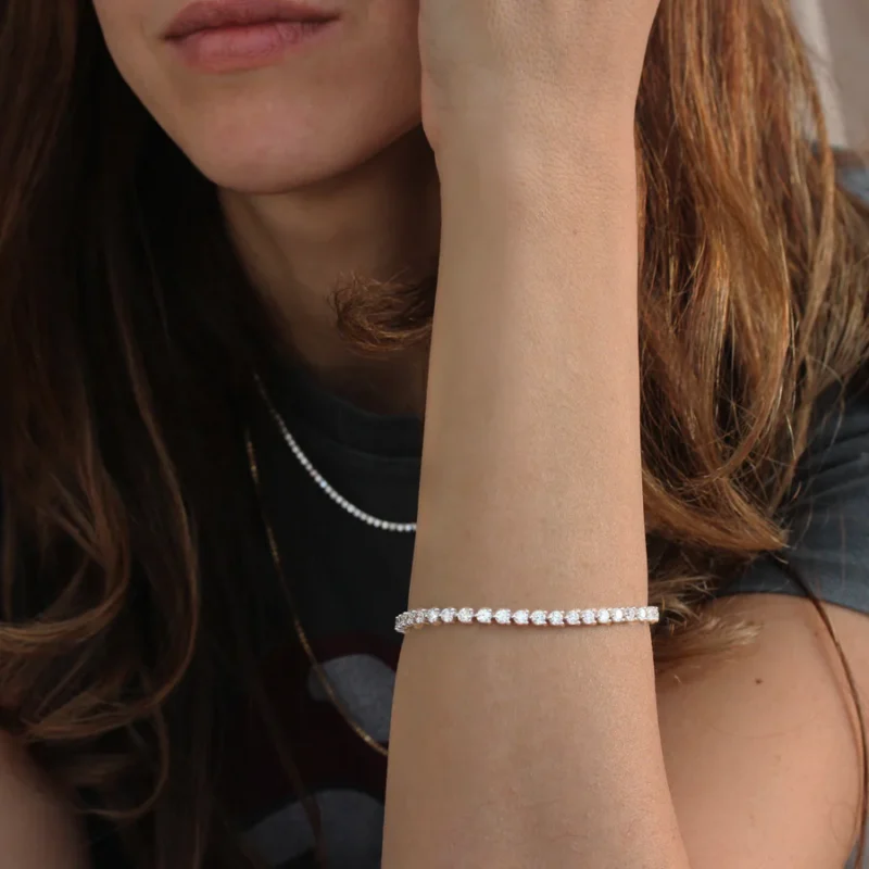 3.25mm Round Lab Diamond 3 Prong Classic Tennis Bracelet