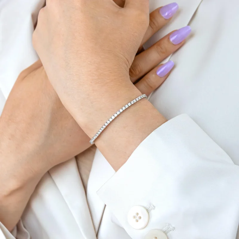 2.70mm Round Lab Diamond 4 Prong Light Weight Tennis Bracelet