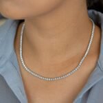 14K Gold 28.98ctw 4.25mm Round Lab Diamond 16 Inches 4 Prong Light Tennis Necklace