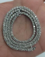 14K Gold 62.4ctw 5.40mm Round Lab Diamond 24 Inches 4 Prong Classic Tennis Necklace - Image 2