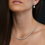 14K Gold 81.34ctw 5.80mm Round Lab Diamond 28 Inches 4 Prong Classic Tennis Necklace - Image 3