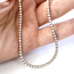 14K Gold 46.48ctw 5.80mm Round Lab Diamond 16 Inches 4 Prong Classic Tennis Necklace - Image 4