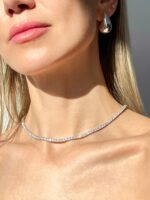14K Gold 77.76ctw 6.00mm Round Lab Diamond 24 Inches 4 Prong Classic Tennis Necklace - Image 3