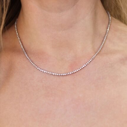 6.00mm Round Lab Diamond 14 Inches 4 Prong Classic Tennis Necklace