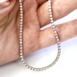 14K Gold 90.72ctw 6.00mm Round Lab Diamond 28 Inches 4 Prong Classic Tennis Necklace - Image 2