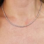 14K Gold 90.72ctw 6.00mm Round Lab Diamond 28 Inches 4 Prong Classic Tennis Necklace - Image 3