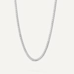 14K Gold 90.72ctw 6.00mm Round Lab Diamond 28 Inches 4 Prong Classic Tennis Necklace - Image 4