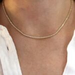 14K Gold 45.36ctw 6.00mm Round Lab Diamond 14 Inches 4 Prong Classic Tennis Necklace