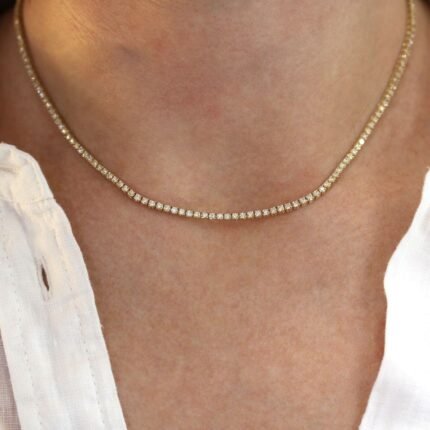 6.00mm Round Lab Diamond 14 Inches 4 Prong Classic Tennis Necklace