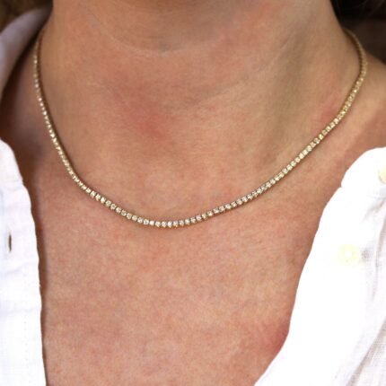 6.00mm Round Lab Diamond 14 Inches 4 Prong Classic Tennis Necklace