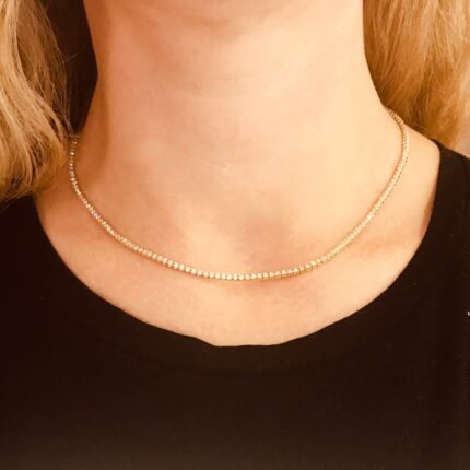 6.00mm Round Lab Diamond 14 Inches 4 Prong Classic Tennis Necklace