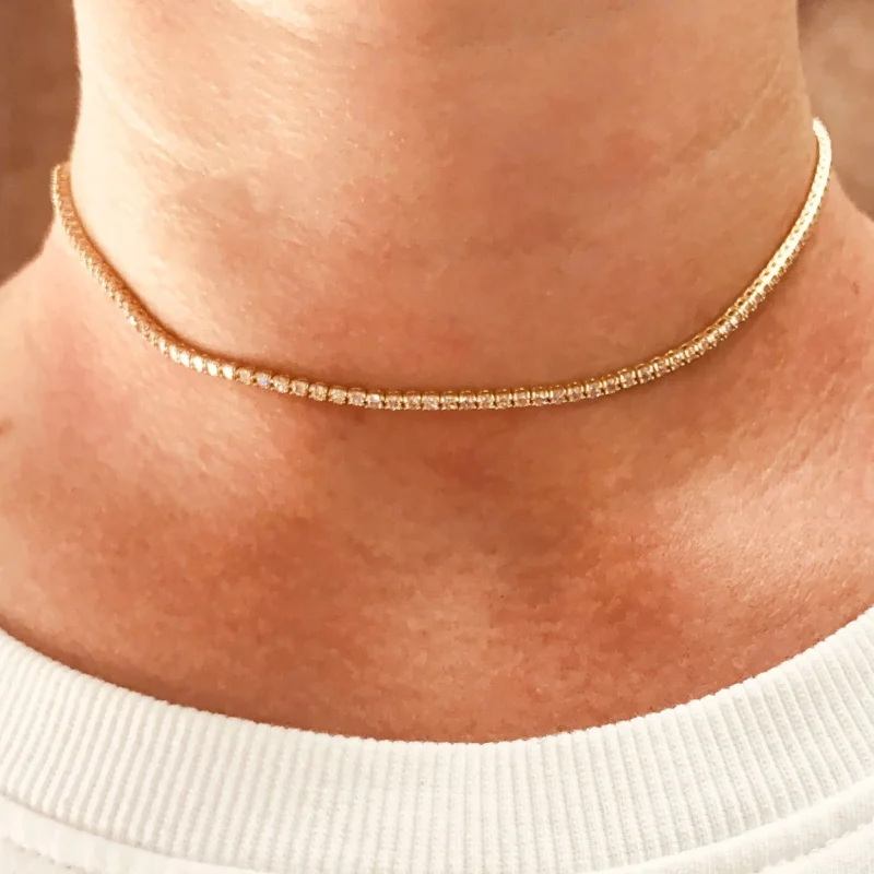 elegant sparkle long tennis chain