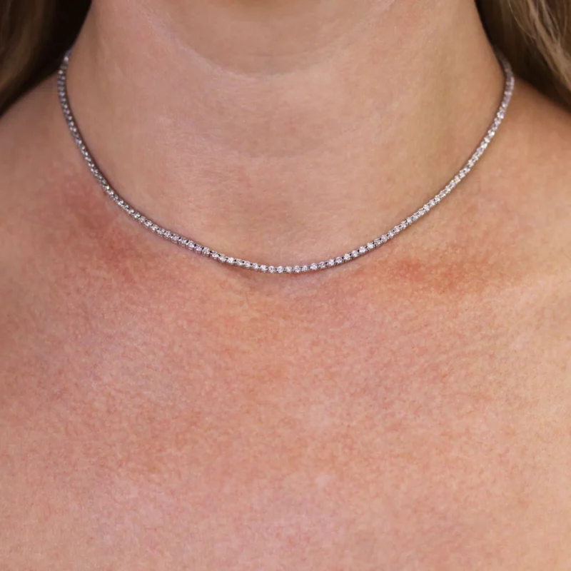 luxury gold setting tennis necklace