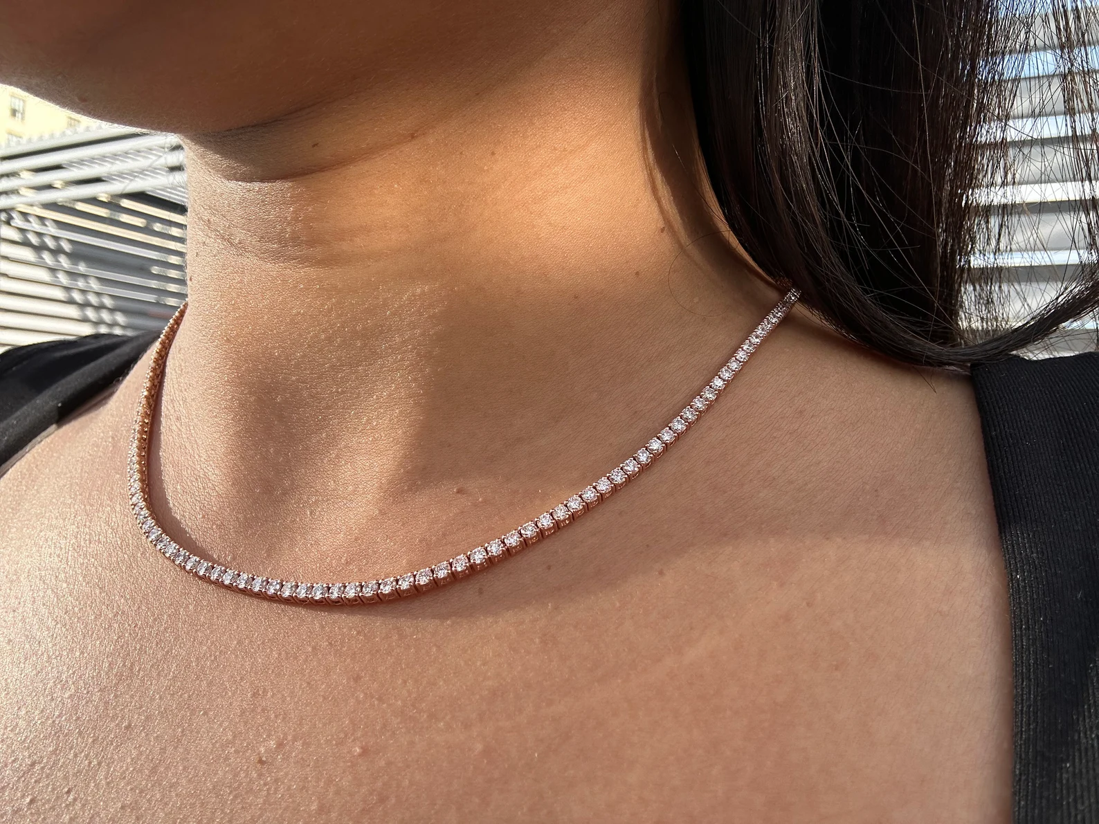 6.20mm Round Lab Diamond 30 Inches 4 Prong Classic Tennis Necklace32 detailed sparkle 4 prong lab diamond necklace
