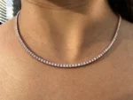 radiant lab diamond tennis necklace 4 prong