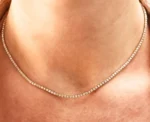 14K Gold 49.14ctw 6.20mm Round Lab Diamond 14 Inches 4 Prong Classic Tennis Necklace - Image 4