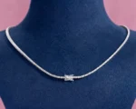 6.20mm round lab diamond tennis necklace 30 inch 4 prong setting