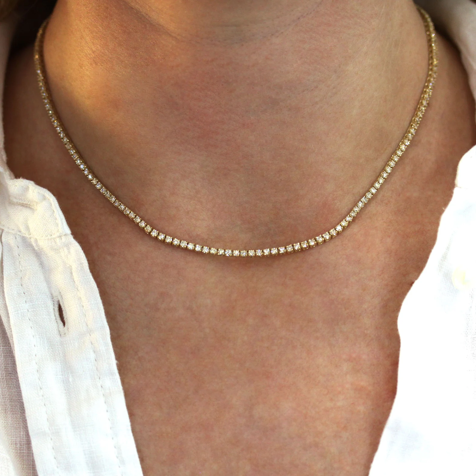 6.20mm Round Lab Diamond 30 Inches 4 Prong Classic Tennis Necklace8 designer style 6.20mm tennis necklace