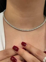heavy brilliance 6.35mm lab diamond necklace