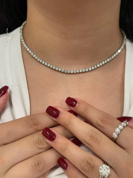 classic luxury necklace 6.35mm round diamond line