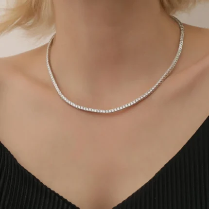 luxury evening wear 6.35mm tennis necklace diamonds