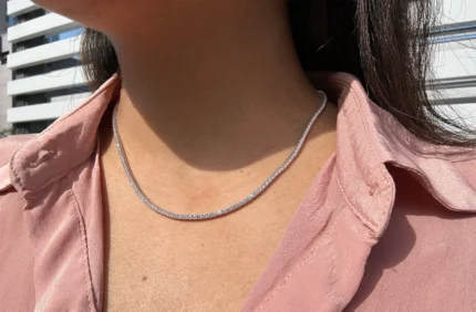 full diamond coverage necklace 6.35mm round stones