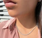 polished finish lab diamond necklace 4 prong setting