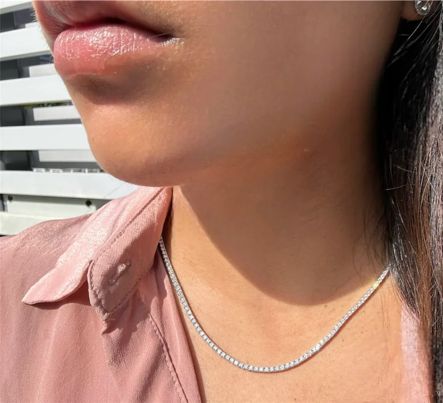 polished finish lab diamond necklace 4 prong setting