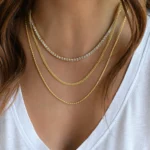high-end lab diamond necklace 4 prong 6.35mm
