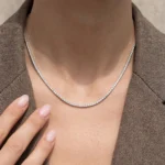 4 prong classic tennis necklace large 6.35mm diamonds