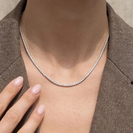 4 prong classic tennis necklace large 6.35mm diamonds