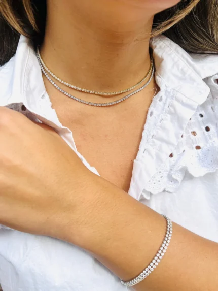 handcrafted 4 prong setting tennis necklace 6.35mm diamonds