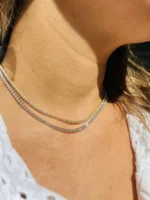 elegant 4 prong diamond tennis necklace large 6.35mm diamonds