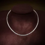 high end classic tennis necklace 4 prong diamonds