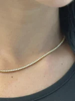 14K Gold 49.70ctw 5.20mm Round Lab Diamond 20 Inches 4 Prong Classic Tennis Necklace - Image 3