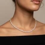 14K Gold 69.58ctw 5.20mm Round Lab Diamond 28 Inches 4 Prong Classic Tennis Necklace