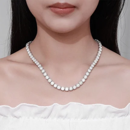 6.35mm Round Diamond Tennis Necklace